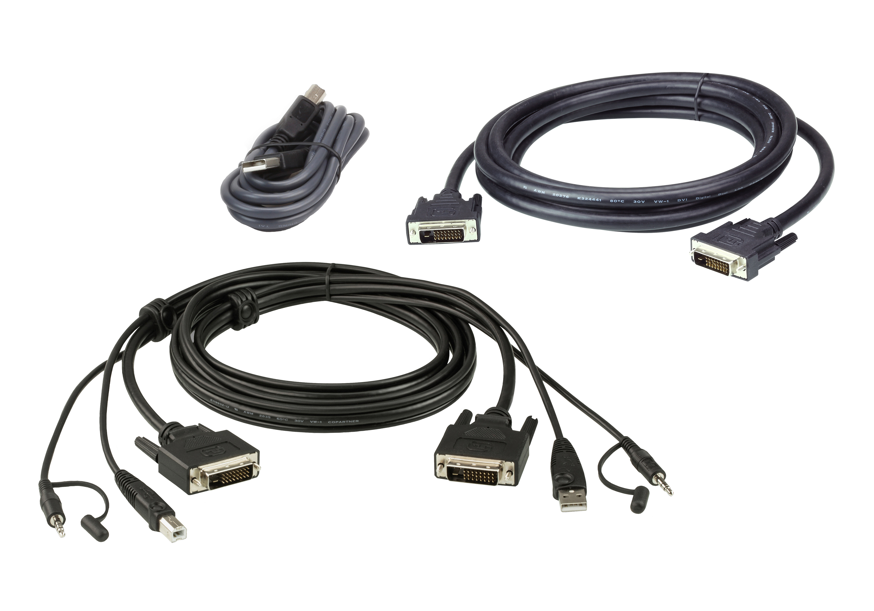 3m USB DVI-D Dual Link 双屏幕Secure KVM 多电脑切换器专用线材组