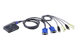 2端口带线式USB VGA/音频KVM多电脑切换器 (1.8m)