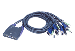 4端口带线式USB VGA/音频KVM多电脑切换器 (1.8m)