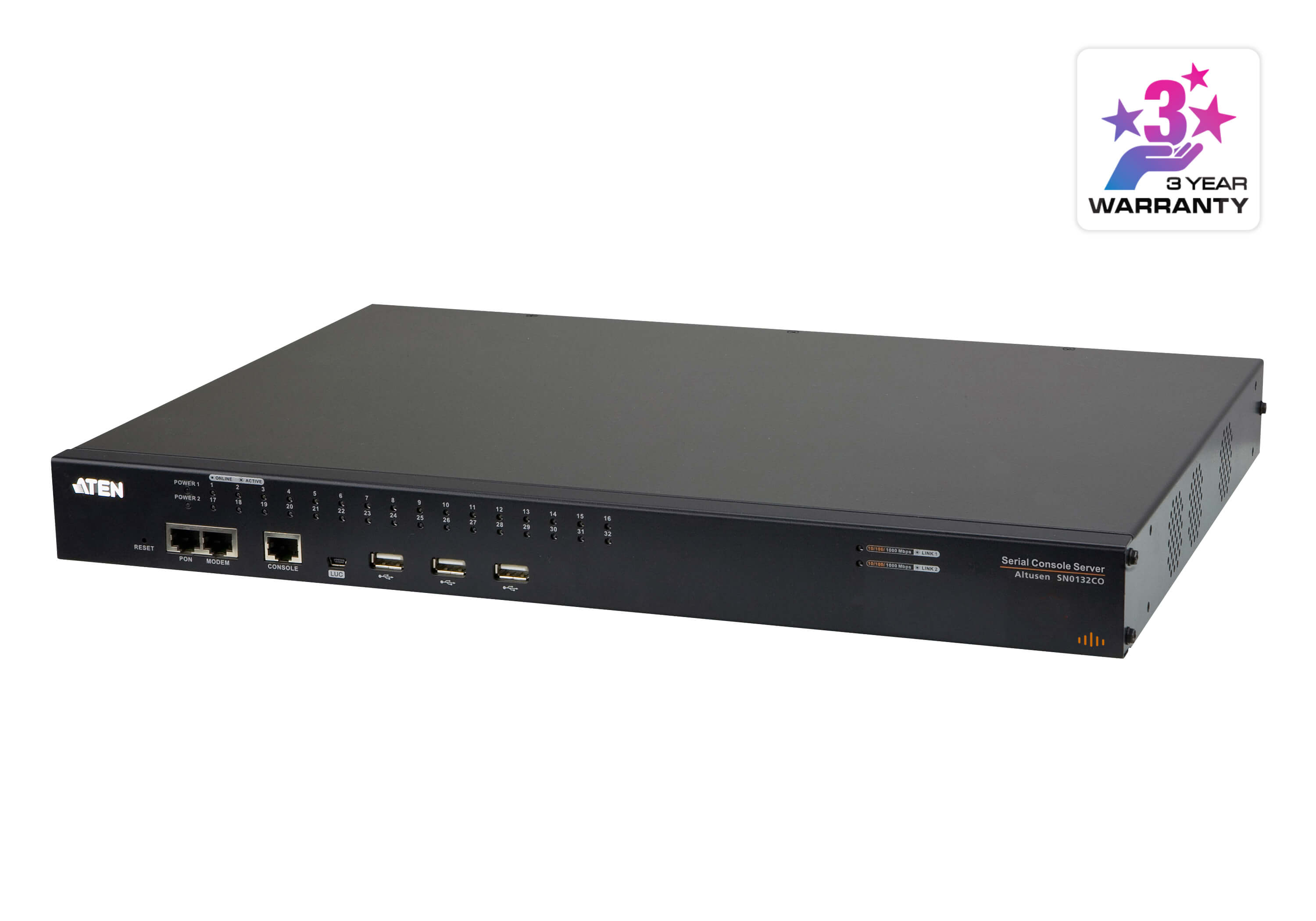 32 端口串口控制台服务器搭载双电源/LAN